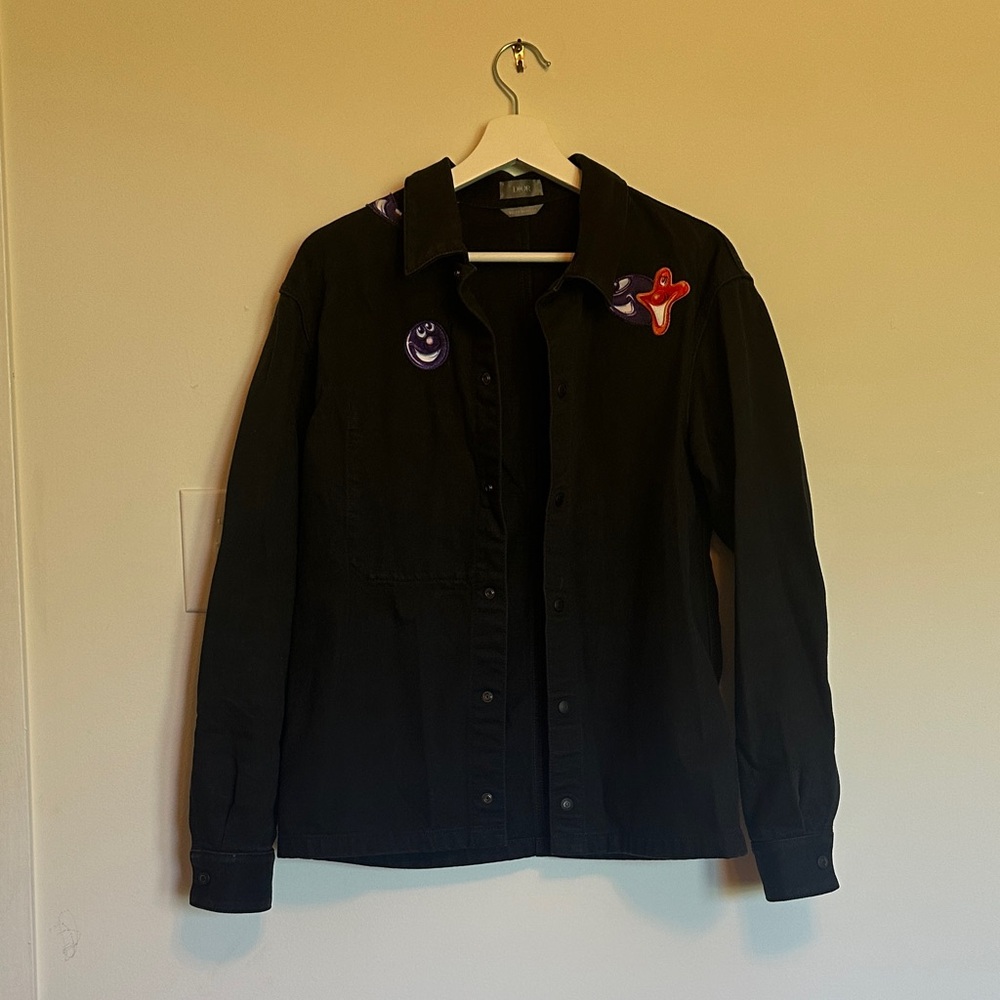 Dior Black Jean chore trucker Jacket with Kenny Scharf Patches 2020